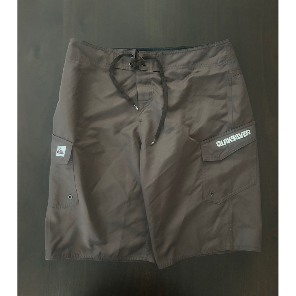 Quiksilver Mens Brown Board Shorts Cargo Pocket Swim Trunks AQYBS00403 Size 33